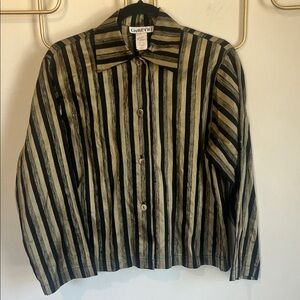 Small LisBETH Oslo Black and Gold Silk Striped Button Down